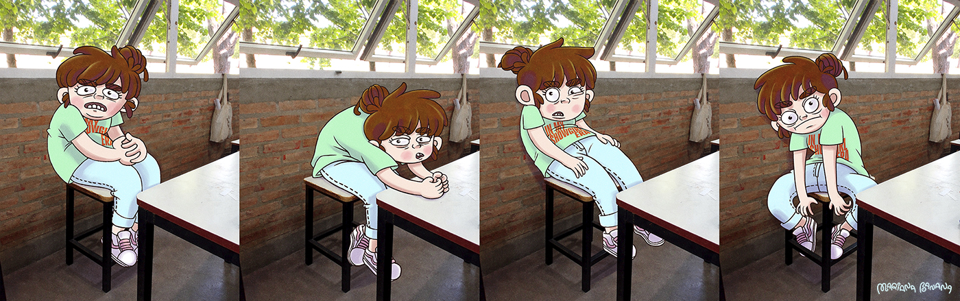 Character on an uncomfortable chair